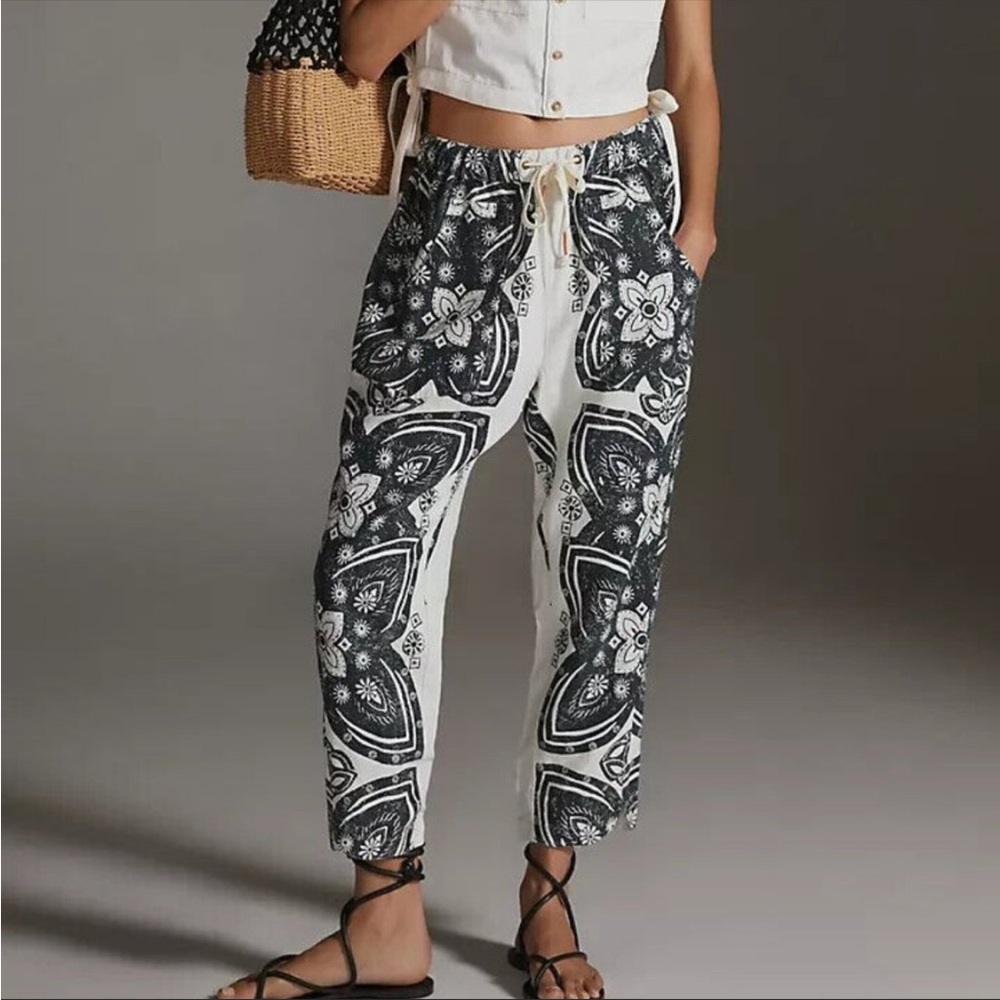 COPY - Anthropologie Pilcro Linen Surf Pants Tattoo Print Size Small